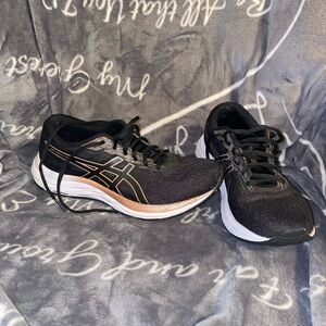 Asics Black and Gold Athletic Running Shoes